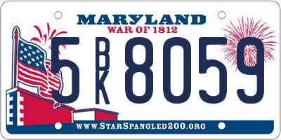 MD license plate 5BK8059