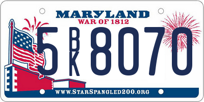 MD license plate 5BK8070