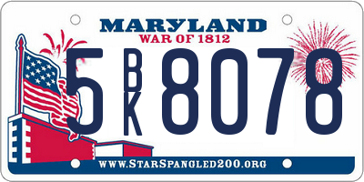 MD license plate 5BK8078