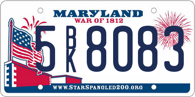 MD license plate 5BK8083