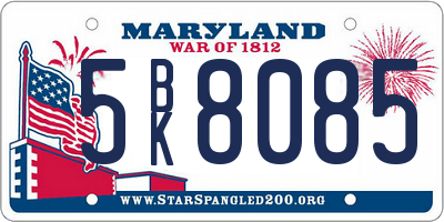 MD license plate 5BK8085