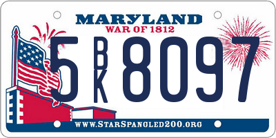 MD license plate 5BK8097