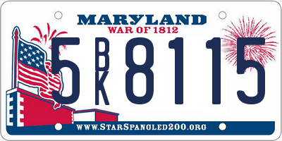 MD license plate 5BK8115