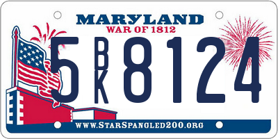 MD license plate 5BK8124