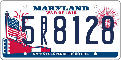 MD license plate 5BK8128