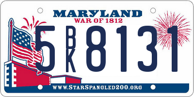 MD license plate 5BK8131