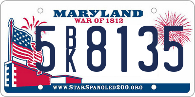 MD license plate 5BK8135