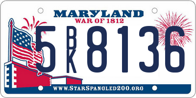 MD license plate 5BK8136
