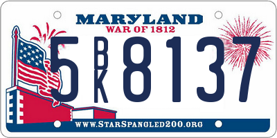 MD license plate 5BK8137