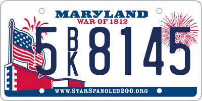 MD license plate 5BK8145