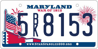 MD license plate 5BK8153