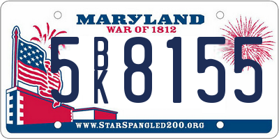 MD license plate 5BK8155