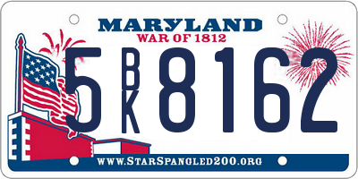 MD license plate 5BK8162