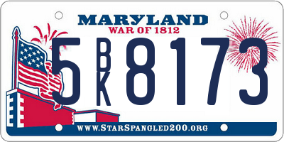 MD license plate 5BK8173
