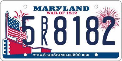 MD license plate 5BK8182