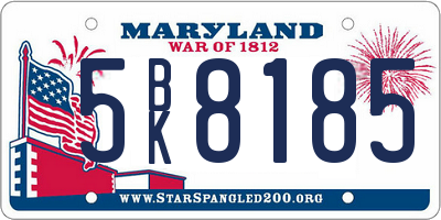 MD license plate 5BK8185