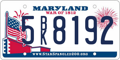 MD license plate 5BK8192