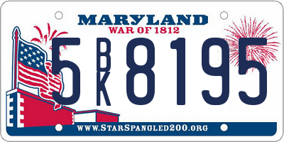 MD license plate 5BK8195