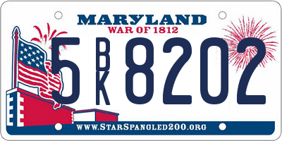 MD license plate 5BK8202