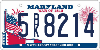 MD license plate 5BK8214