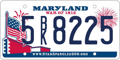 MD license plate 5BK8225