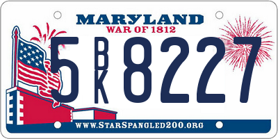MD license plate 5BK8227