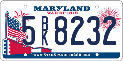 MD license plate 5BK8232