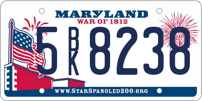 MD license plate 5BK8238