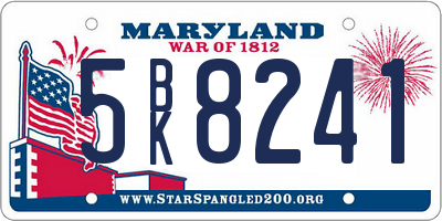 MD license plate 5BK8241