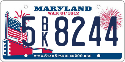 MD license plate 5BK8244