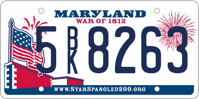 MD license plate 5BK8263