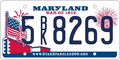 MD license plate 5BK8269