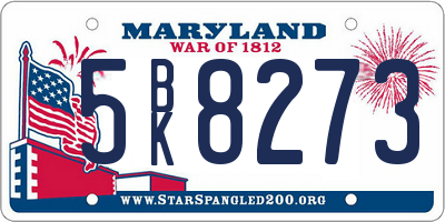 MD license plate 5BK8273