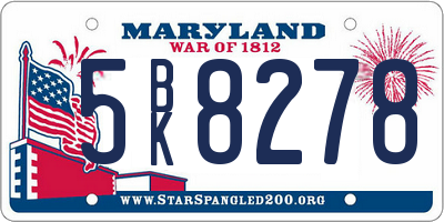 MD license plate 5BK8278