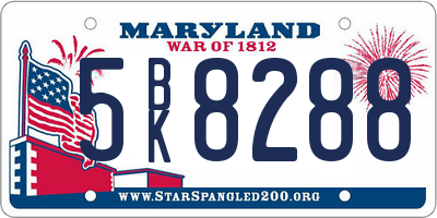 MD license plate 5BK8288