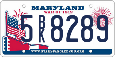 MD license plate 5BK8289