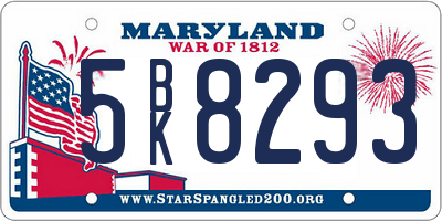 MD license plate 5BK8293