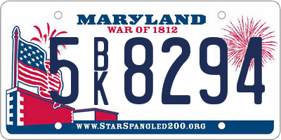 MD license plate 5BK8294