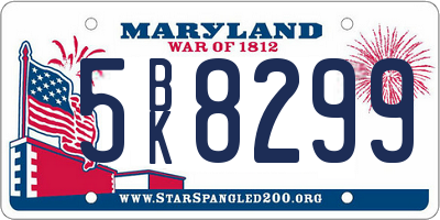 MD license plate 5BK8299