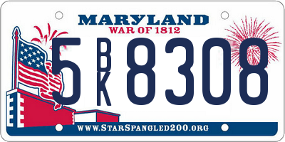 MD license plate 5BK8308