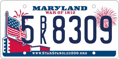 MD license plate 5BK8309