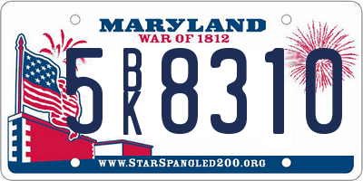 MD license plate 5BK8310