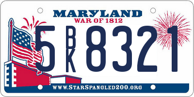 MD license plate 5BK8321
