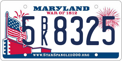 MD license plate 5BK8325
