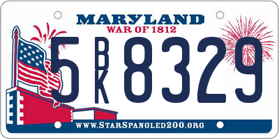 MD license plate 5BK8329