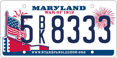 MD license plate 5BK8333
