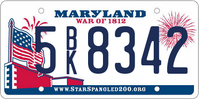 MD license plate 5BK8342
