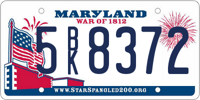 MD license plate 5BK8372