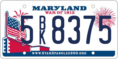 MD license plate 5BK8375