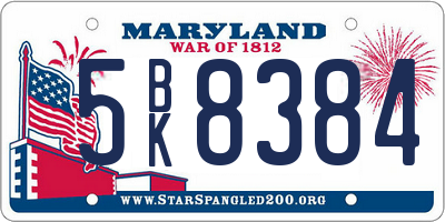 MD license plate 5BK8384